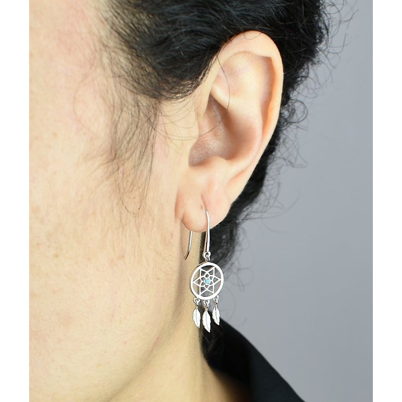 Parure attrape-rêves perle bleu turquoise Argent 925 Rhodié