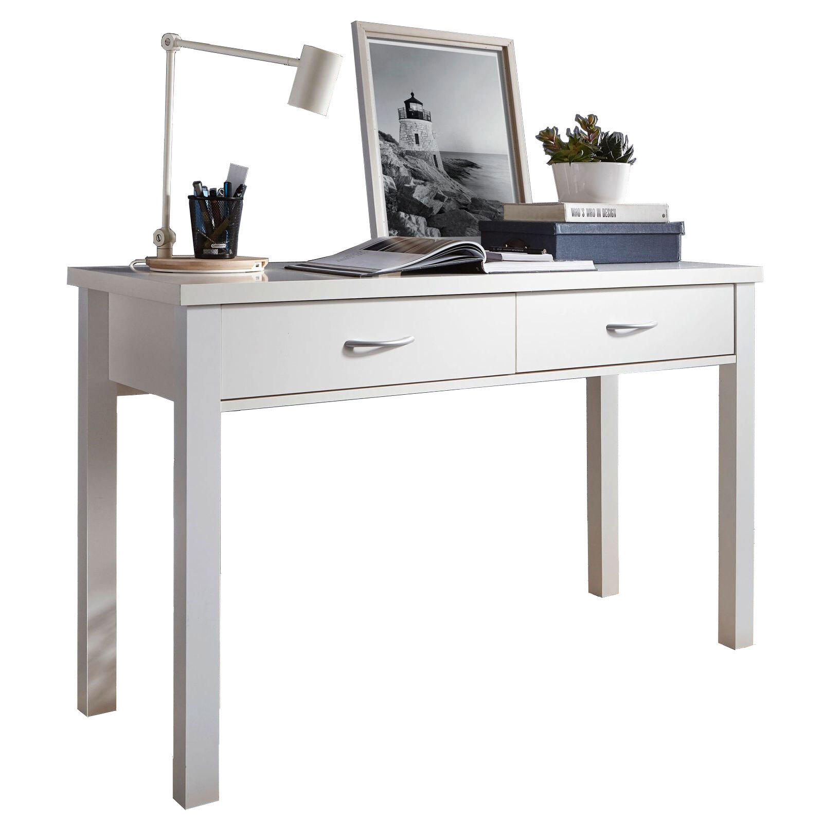 Schreibtisch - weiß - 2 Schubkästen - 120 cm