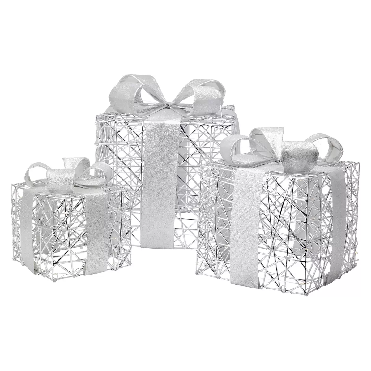 LED-Geschenkbox 3er Set Silber