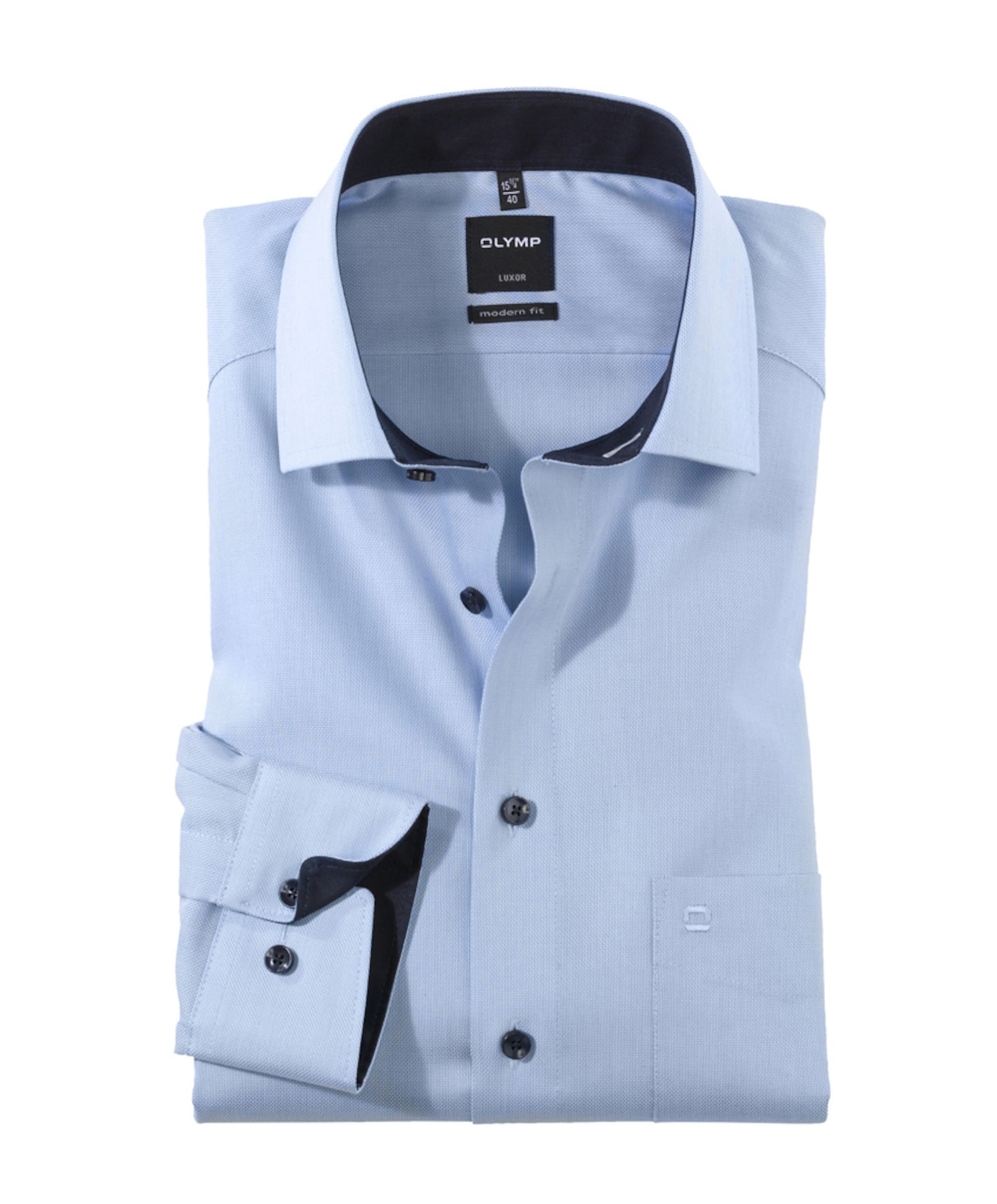 Olymp Modern fit Luxor Heren overhemd lange mouw blauw