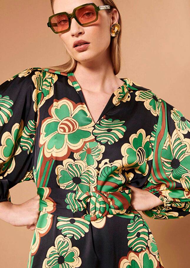 Robe Rosiebleu nuit imprimée à fleurs
