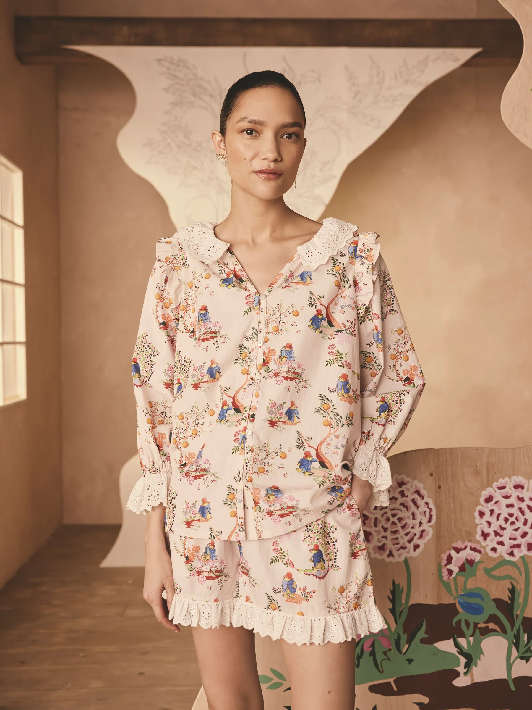 Cath Kidston Paddington korte pyjama met franjes