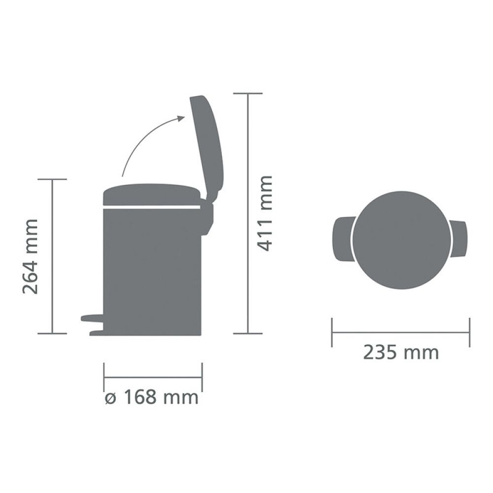PEDALBØTTE BRABANTIA NEW ICON 3L MATT STÅL