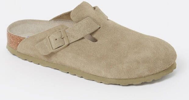 Birkenstock Suede Leather Boston Platte Schoenen Green