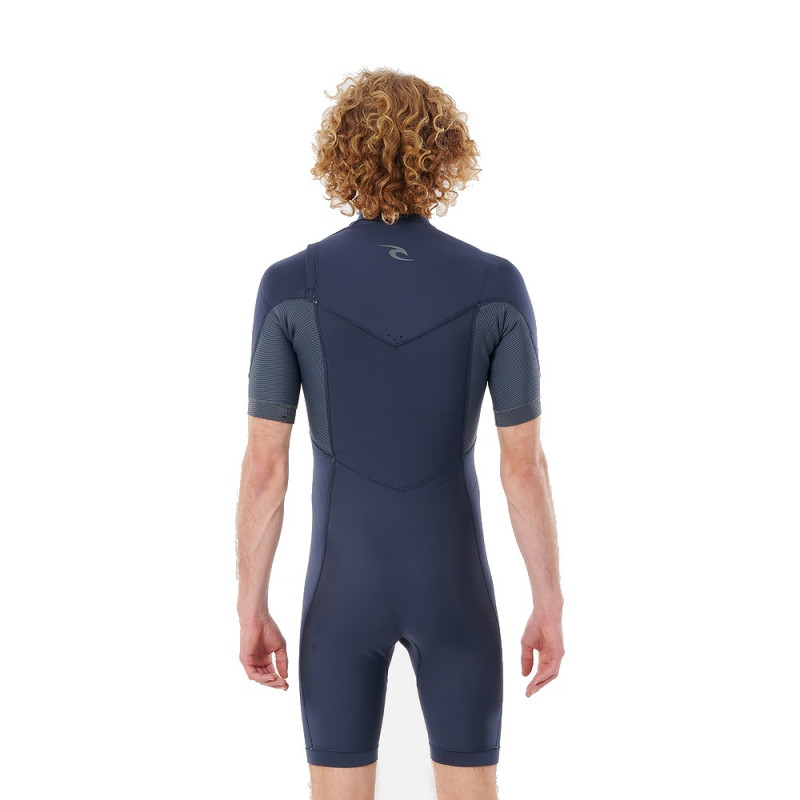 SHORTY RIPCURL DAWN PATROL ECO 2/2 FRONTZIP MANCHES COURTES BLEU/GRIS