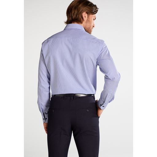 Eterna Stribet Comfort Fit Skjorte, Blå, 46
