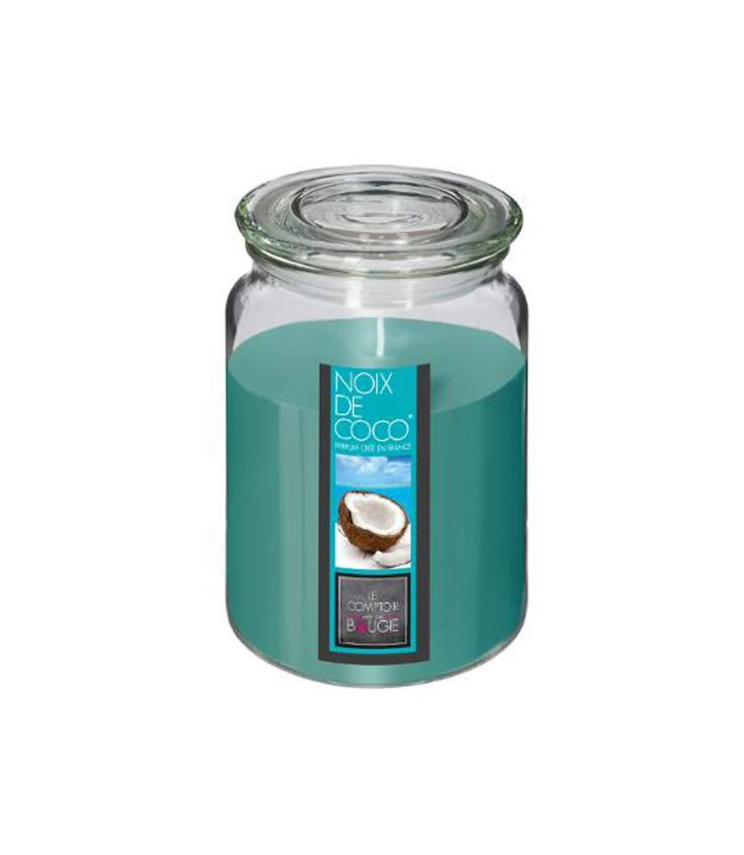 Bougie Parfumée en Verre Couvercle 510g Coco