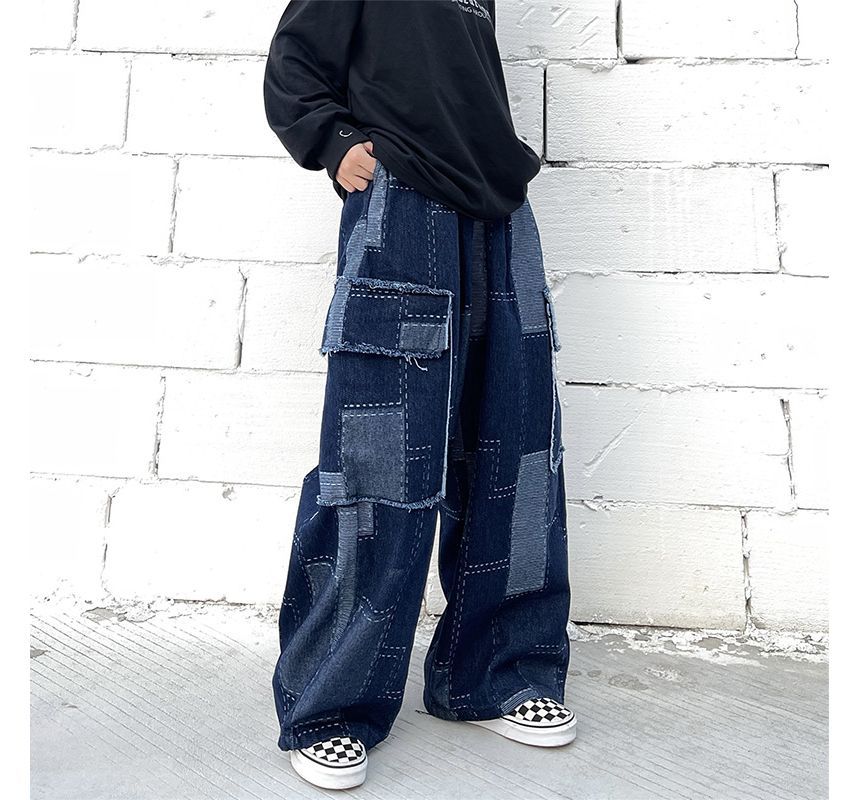 2DAWGS - Patchwork jeans met wijde pijpen
