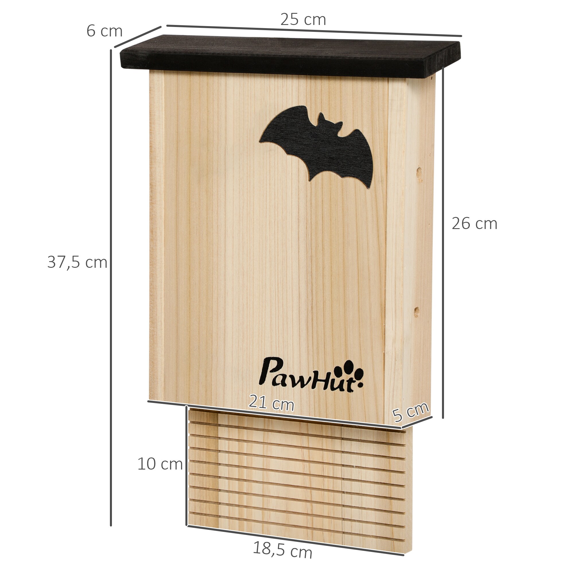 PawHut Fledermaushaus-Set für 2-3 Fledermäuse natur 25L x 6B x 37,5H cm