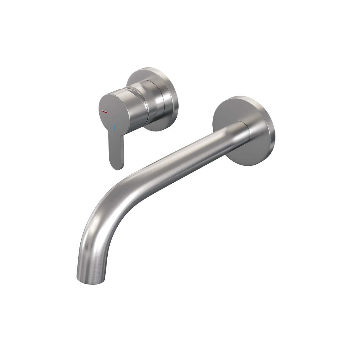 Brauer Brushed Edition ColdStart wastafelkraan inbouw gebogen uitloop en rozetten model D2 RVS geborsteld PVD