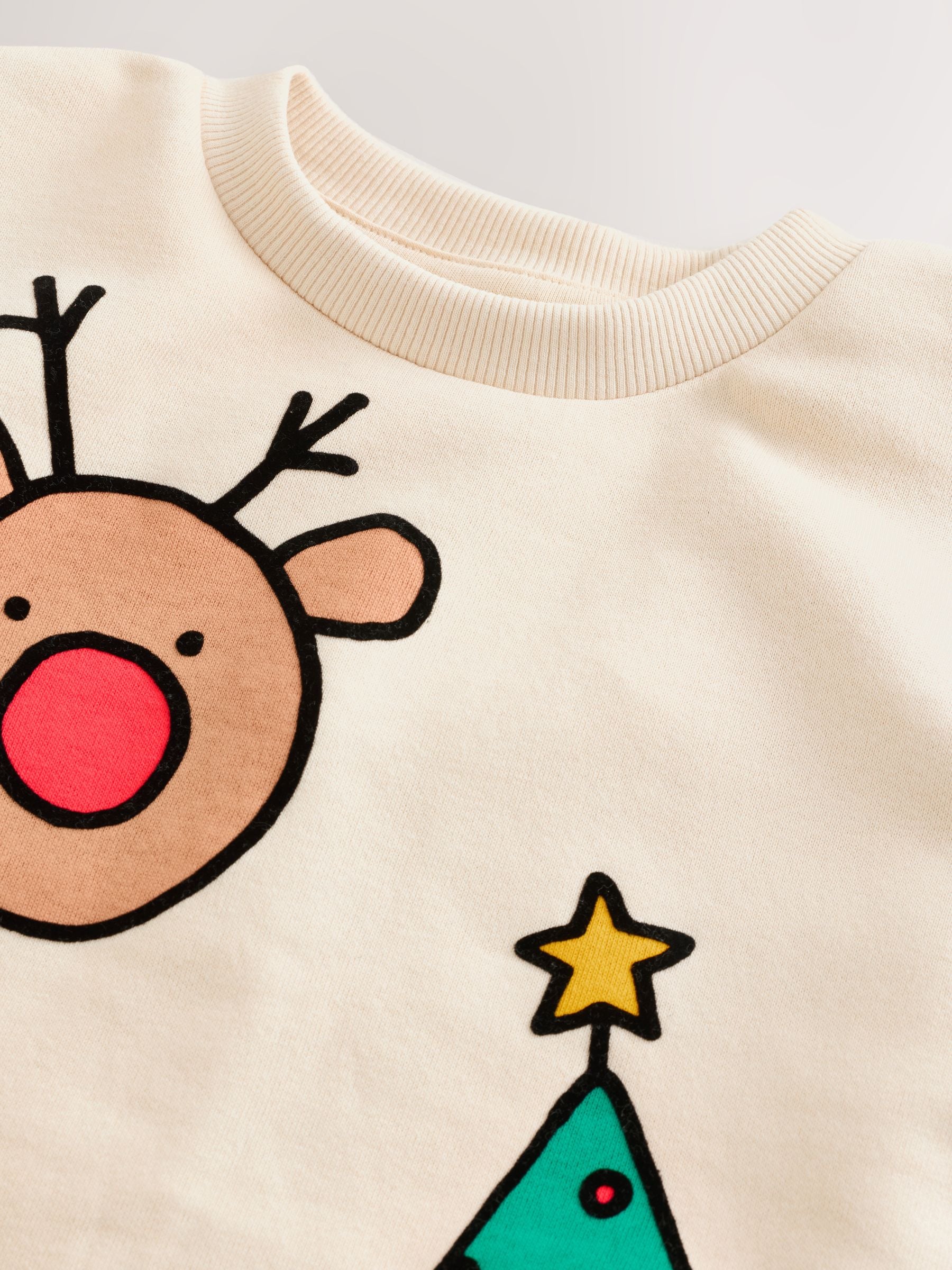 Ecru wit - Kersttrui met ronde hals (3mnd-7jr)