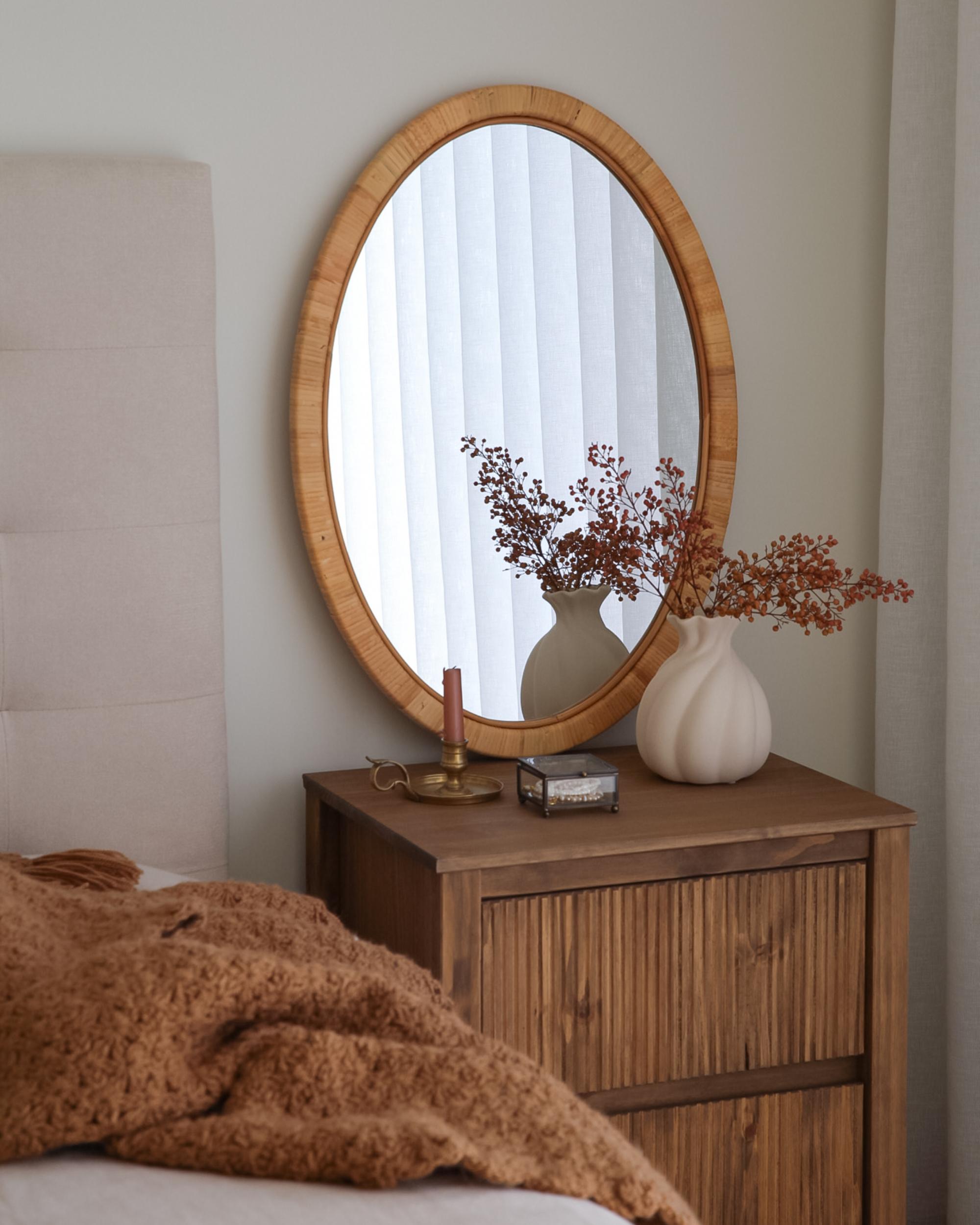 Wandspiegel FOISSY 50 cm 70 cm Rotan Natuurlijk