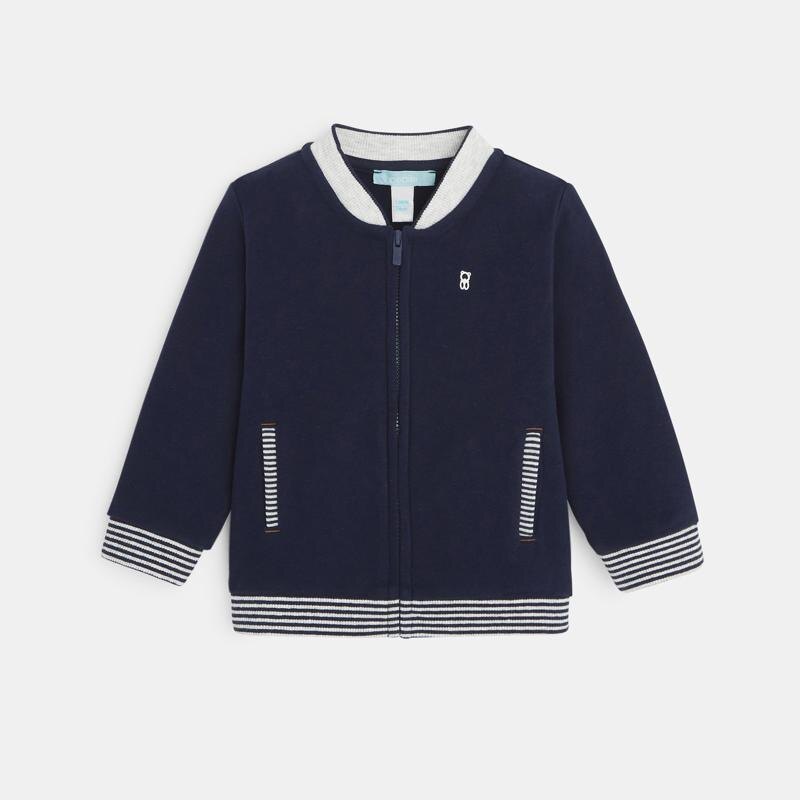 Teddy zippé en molleton doux bleu bébé garçon Bleu
