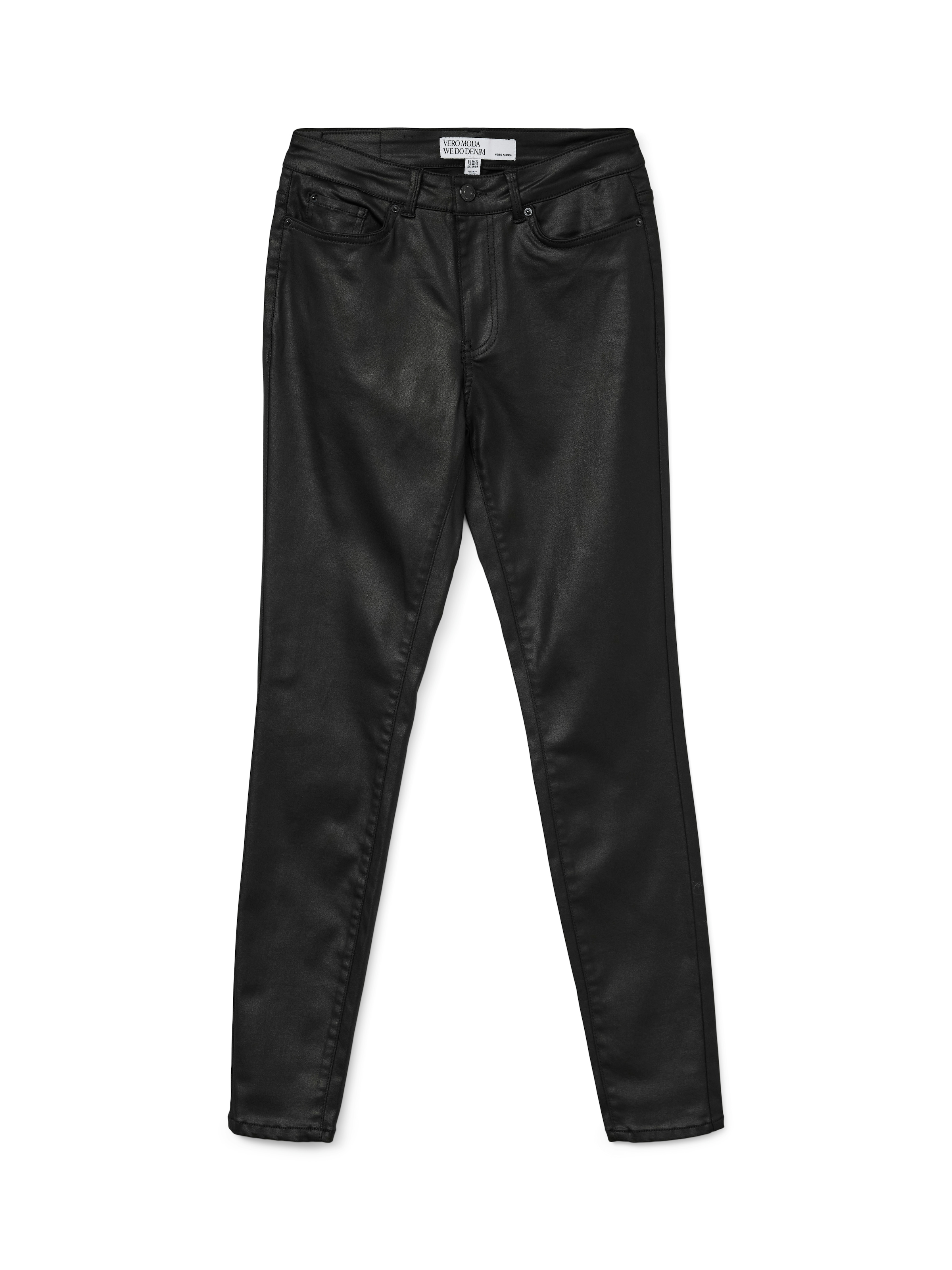 Vero Moda Skinny-fit-Jeans »VMFLASH MR SKINNY COATED PANTS NOOS« mit beschichteter Lederimitat Optik