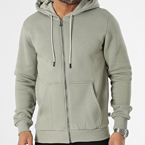 Sweat Zippé Capuche Vert Kaki