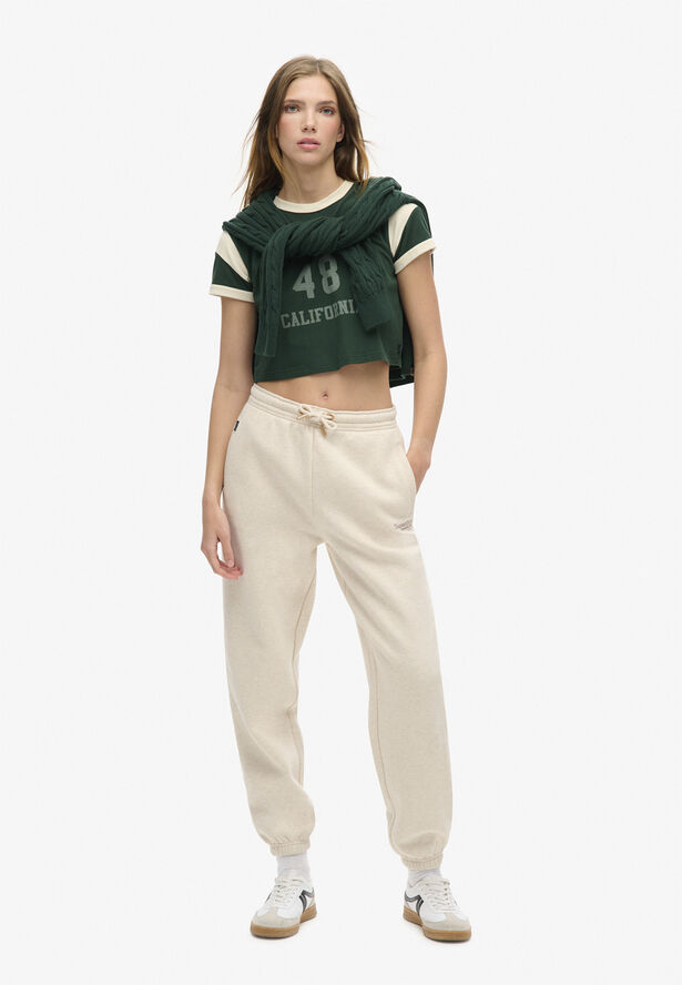 Superdry ESSENTIAL LOGO CUFF JOGGER Light oat marl