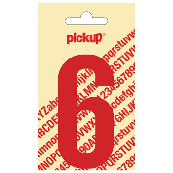 Pickup plakcijfer 6 rood glans 90 mm