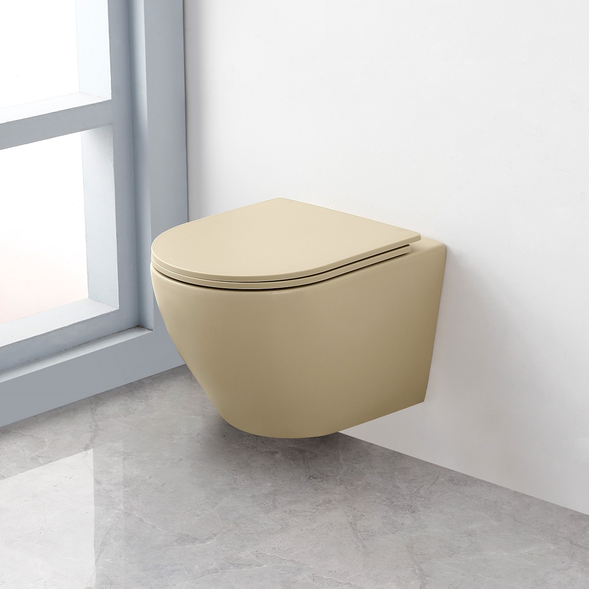 Geberit UP100 toiletset met Saniclear Itsie toiletpot licht ivoor randloos met softclose zitting