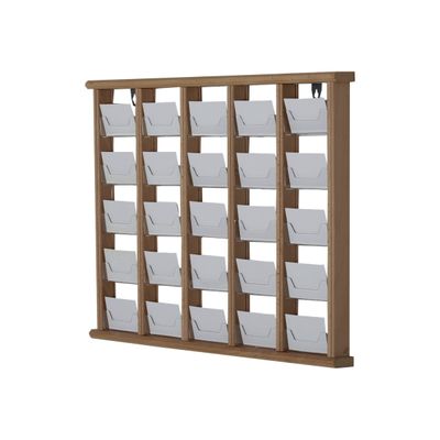 Promocome - Présentoir de cartes de visite mural - 5 x 5 compartiments - finition bois naturel