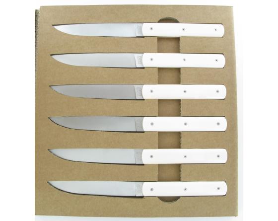 Coffret 6 pièces - 888 manche blanc Couteau Table par Perceval