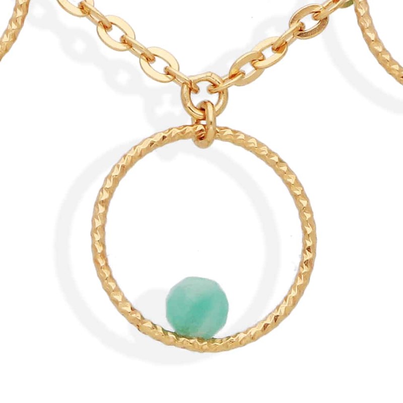 Collier Argent Doré Bulles Et Aventurine