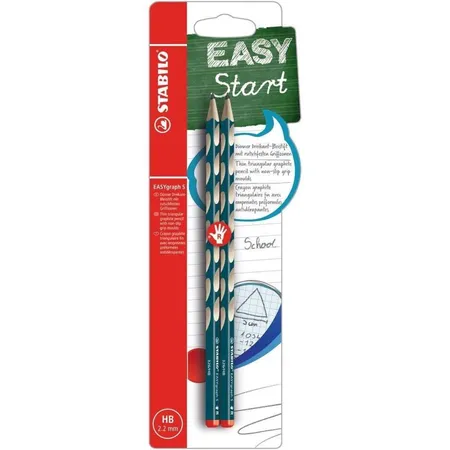 Schmaler Dreikant-Bleistift für Rechtshänder - STABILO EASYgraph S in petrol - 2er Pack - Härtegrad HB