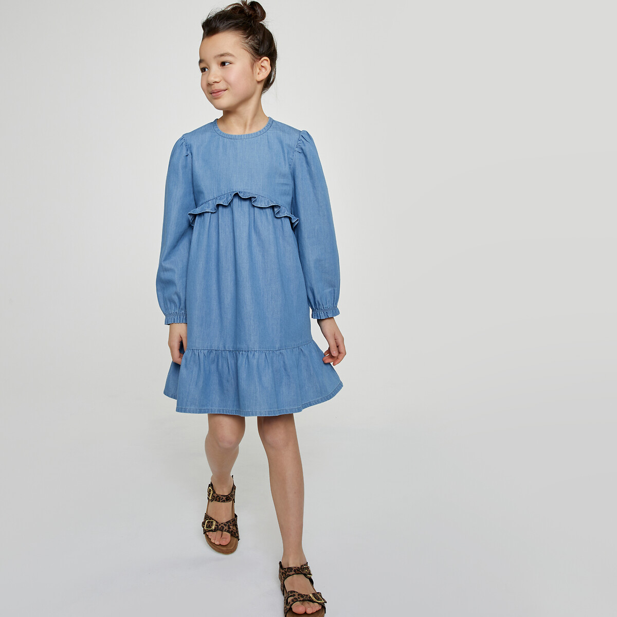 COLEÇÃO LA REDOUTE<br>Vestido jeans leve com mangas compridas
