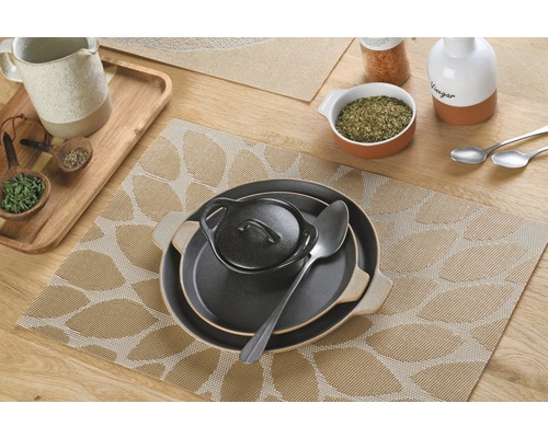 Geweven placemat, bladmotief, goud, 30 x 45 cm
