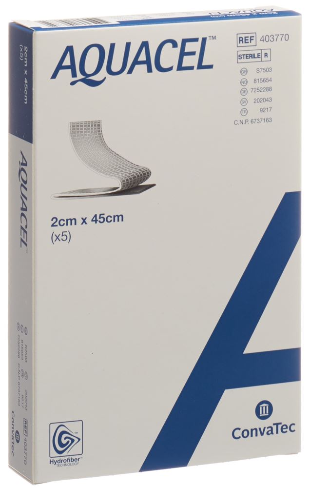 AQUACEL Hydrofiber Tamponaden 2x45cm 5 Stk