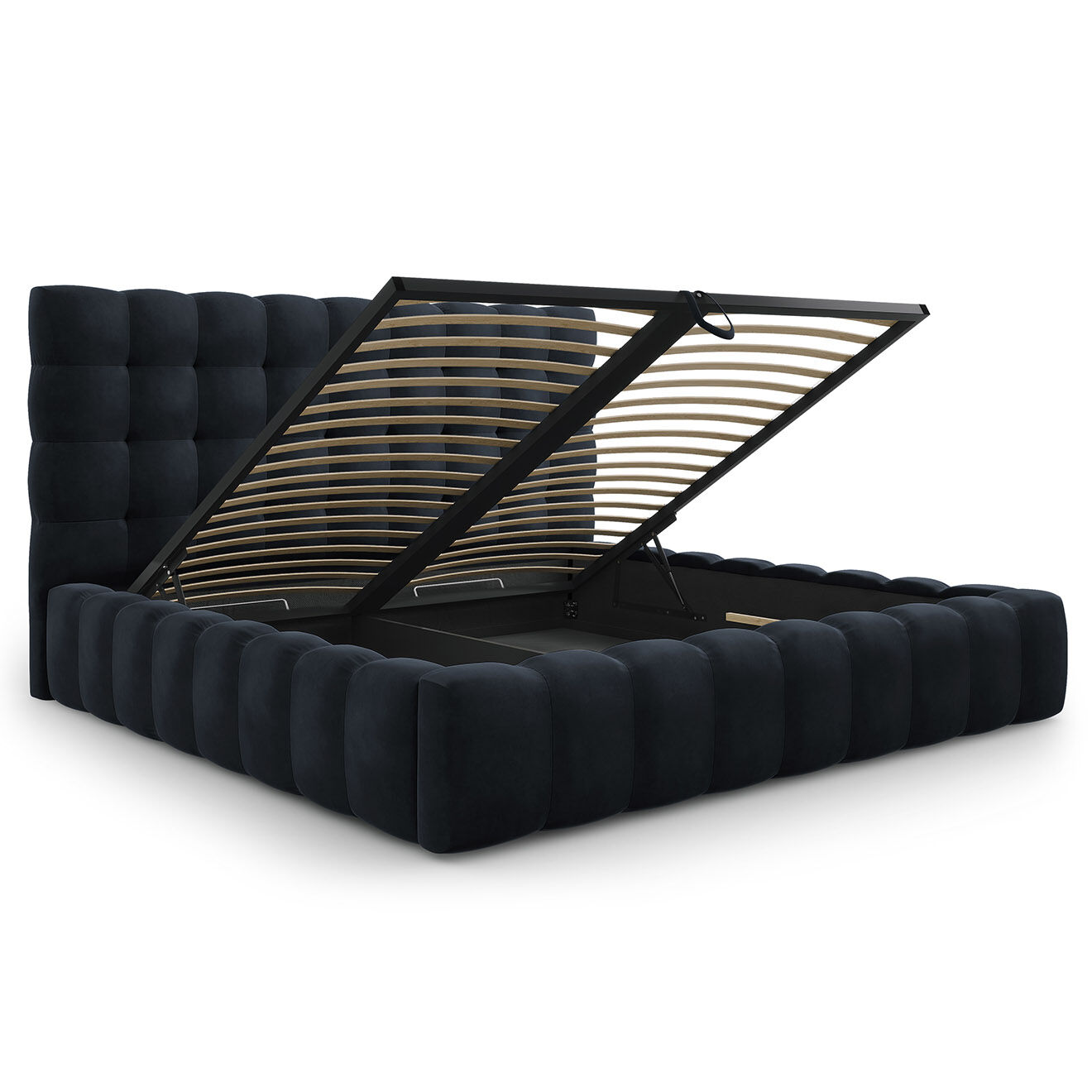 Cosmopolitan Design Lit avec coffre de rangement Bali Velours bleu foncé - 200x200 cm
