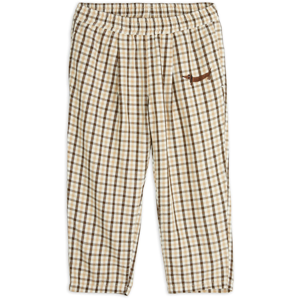 Køb Mini Rodini Beige Gingham Woven Elastic Bukser