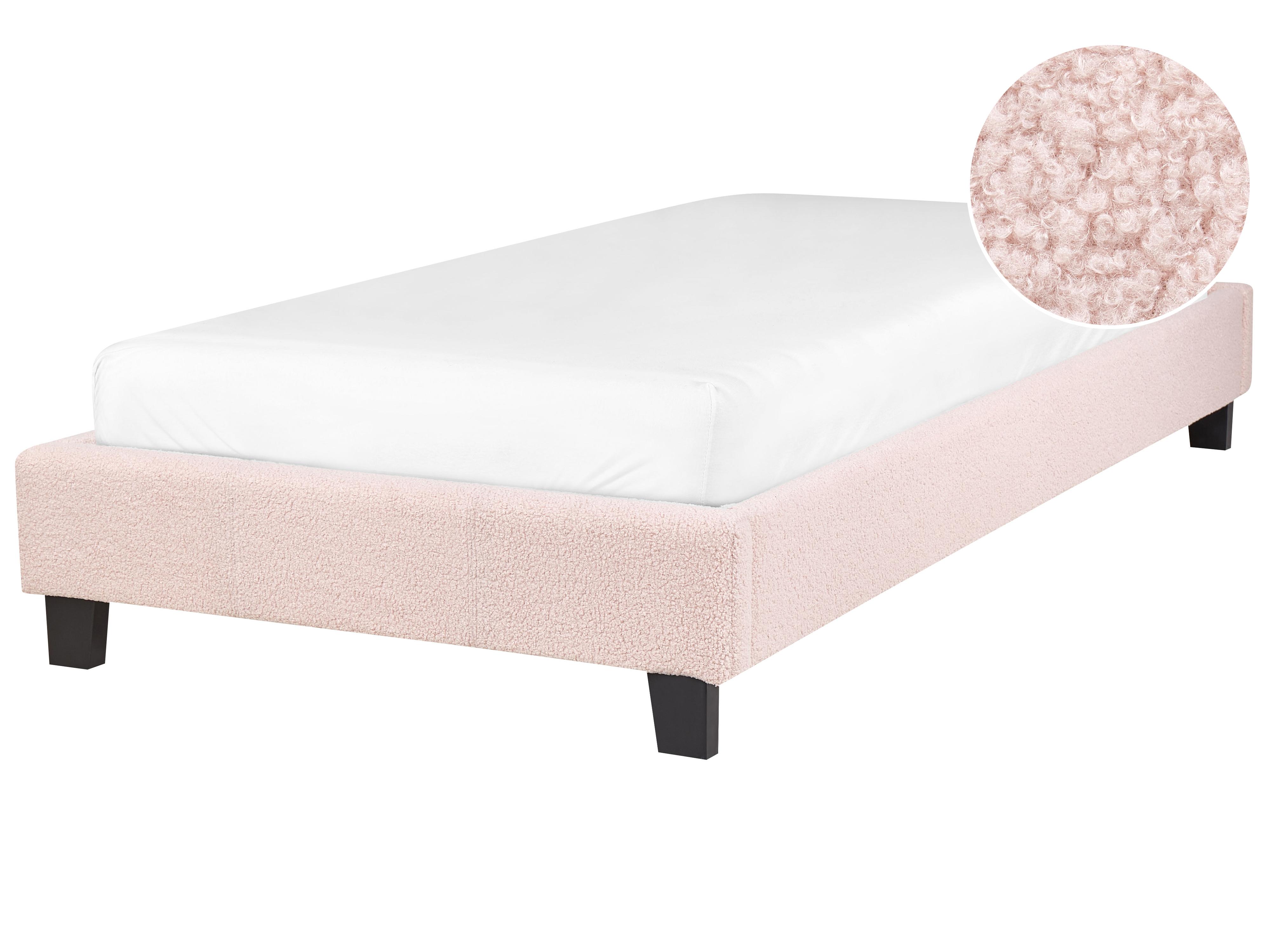 Bed zonder hoofdbord Bouclé ROANNE 90 x 200 cm Pastelroze