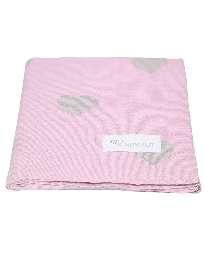 Babydecke HERZEN (80x100) in rosa