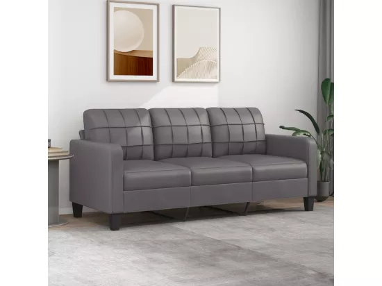 Canapé à 3 places Gris 180 cm Similicuir