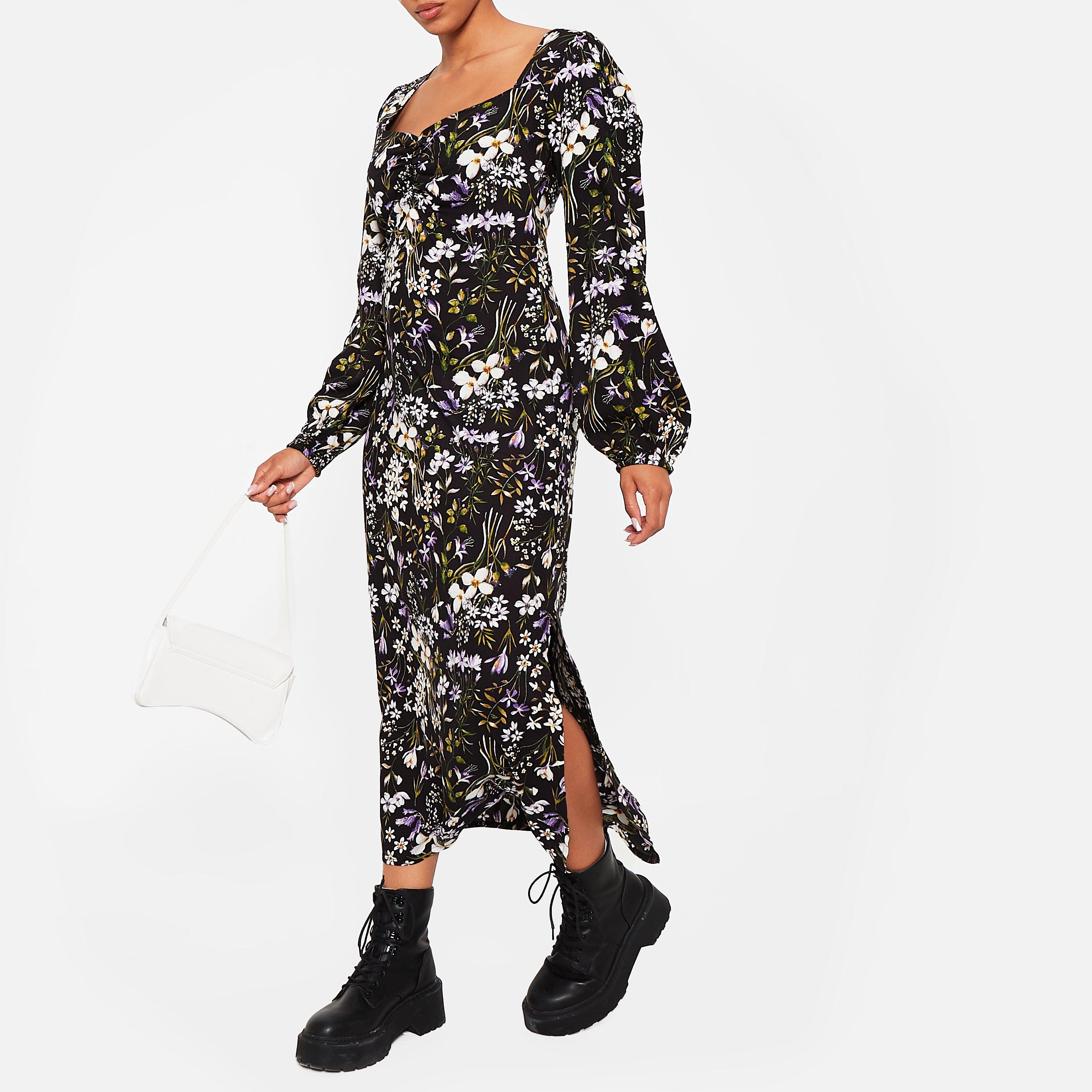 I Saw It First ISAWITFIRST Floral Ruched Bust Midaxi Dress