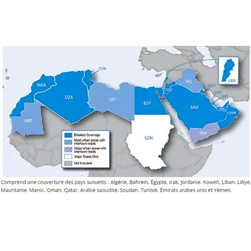 Cartographie Moyent Orient et Afrique du Nord Maroc pour GPS Garmin