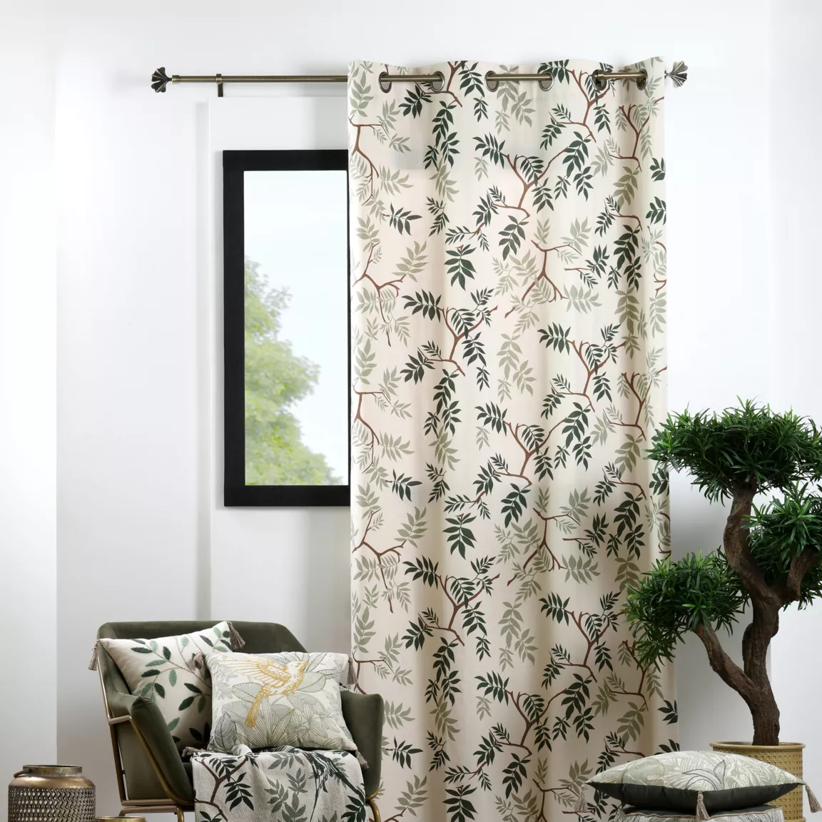 Rideau coton recyclé (140 x 260 cm) Botanys Ecru