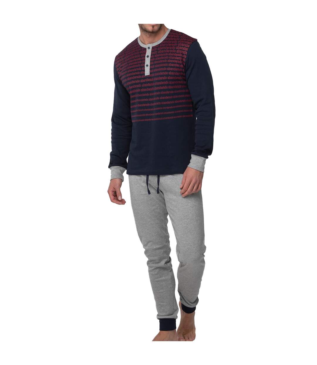 A0CHI men's long sleeve round neck pajamas