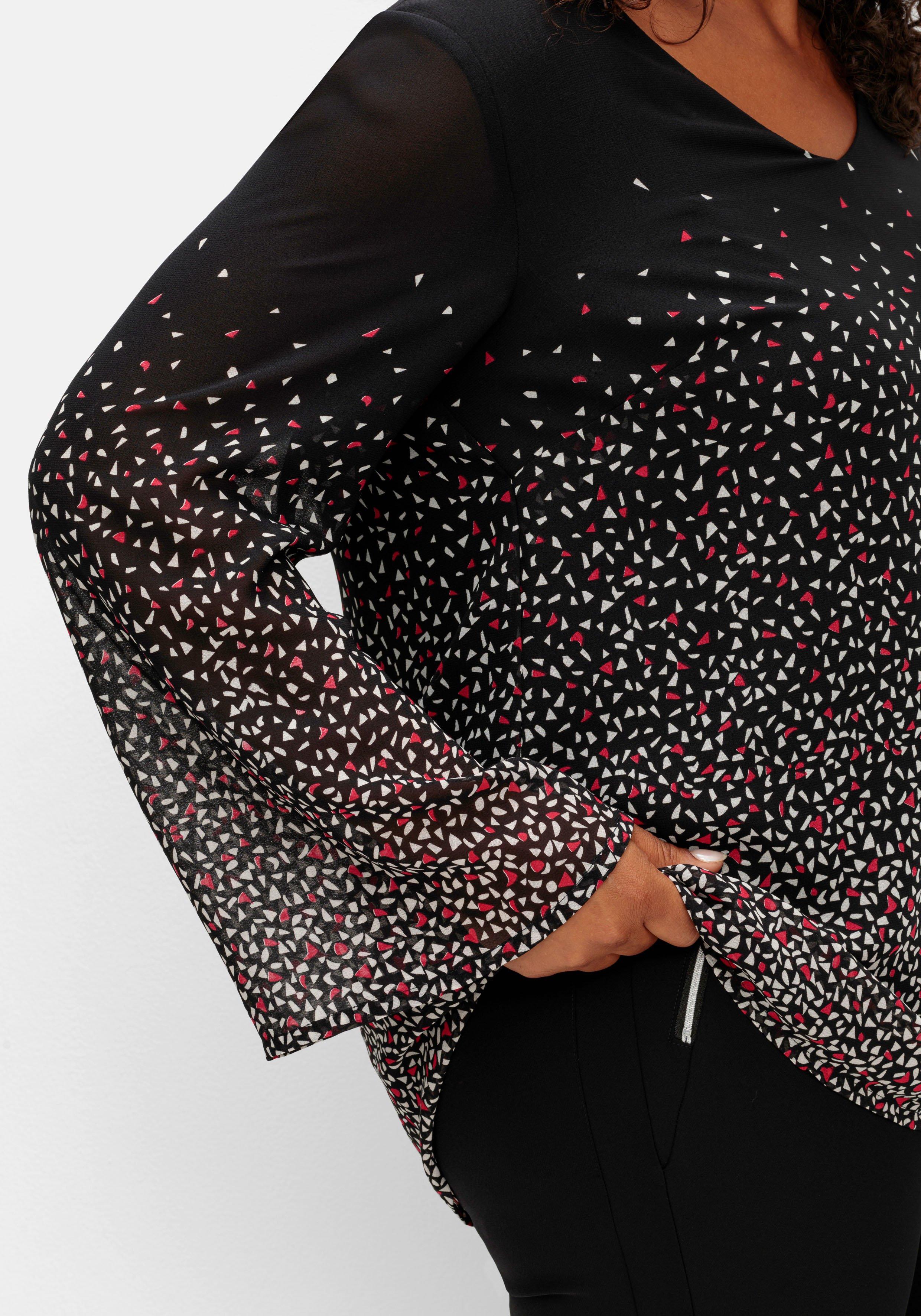 Gefütterte Chiffontunika mit Alloverprint