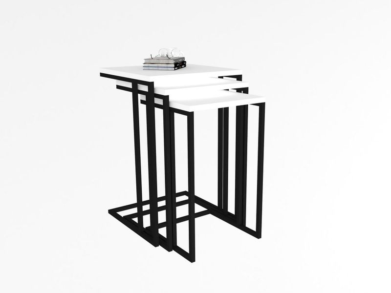 Venedik - Bijzettafel - Wit - 100% Melamine - 3 Stuks
