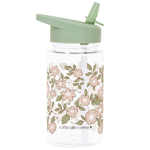 A little lovely company drinkfles met rietje - bloesem - groen - 450ml