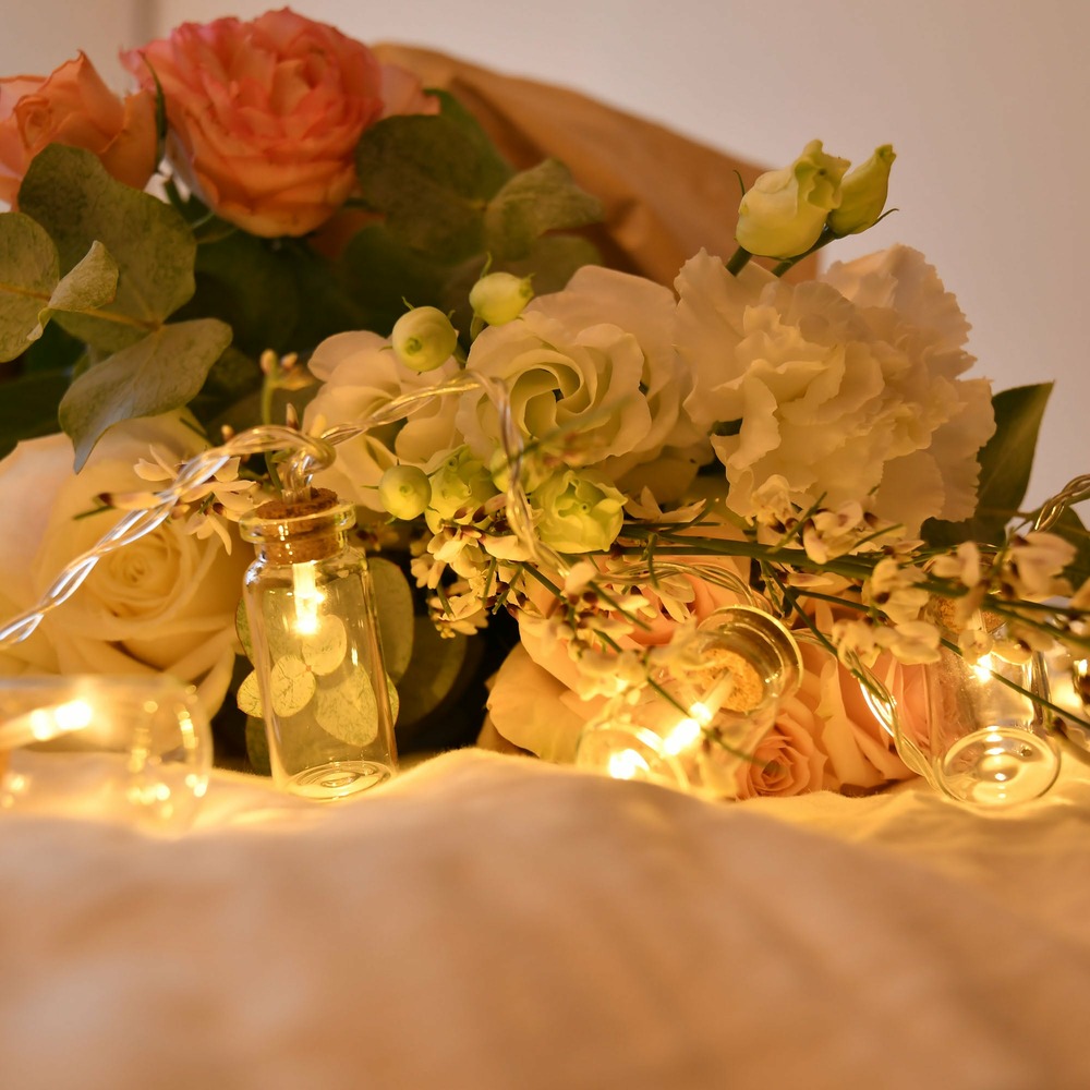 Guirlande little vintage holo à piles - led blanc chaud - chromex