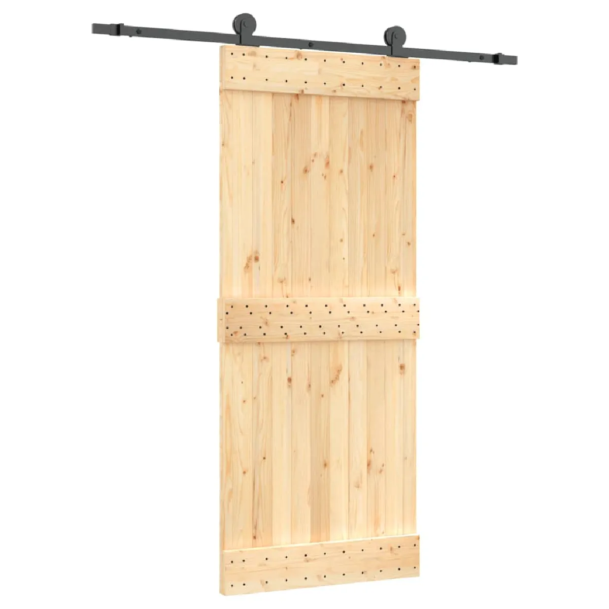 vidaXL Porte coulissante avec quincaillerie - Pin massif