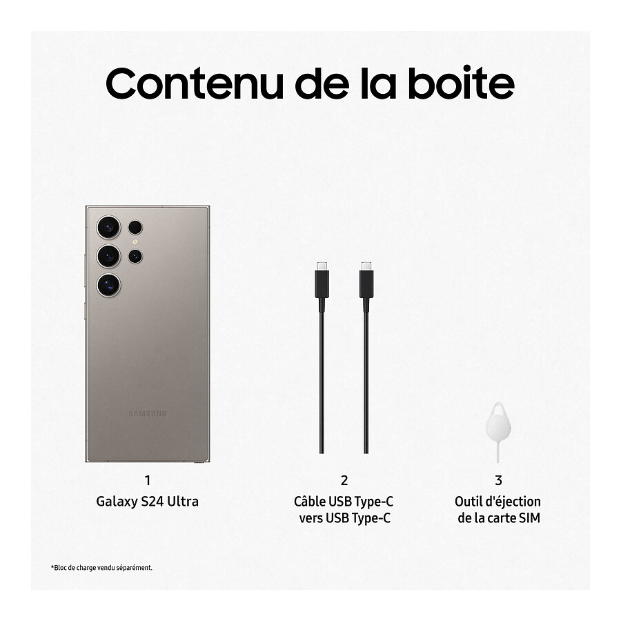 Samsung Galaxy S24 Ultra 5G (Gris) - 512 Go · Reconditionné