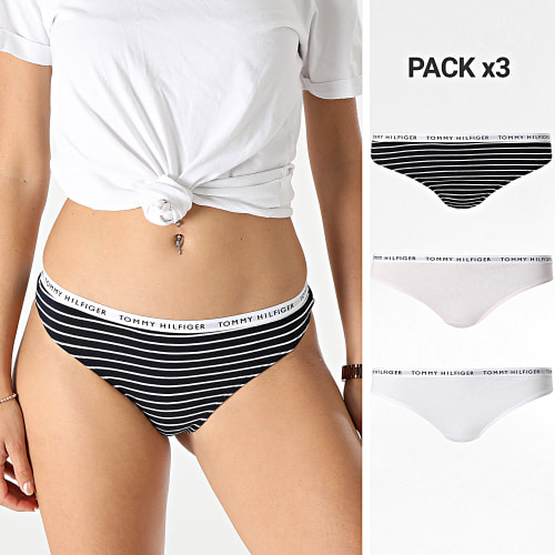 Lot De 3 String Femme 4558 Noir Blanc Rose