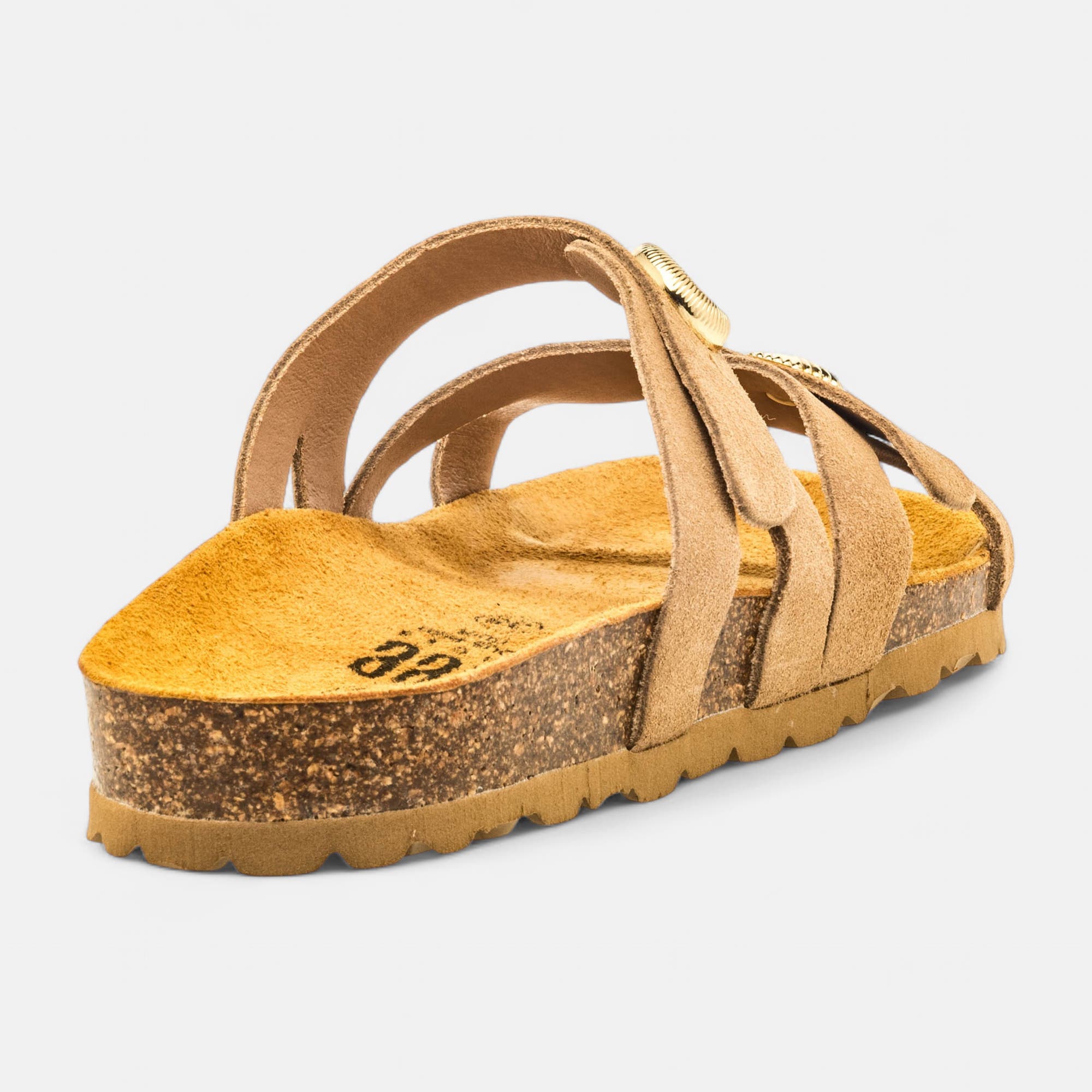 Mules semelle liège Femme en cuir beige
