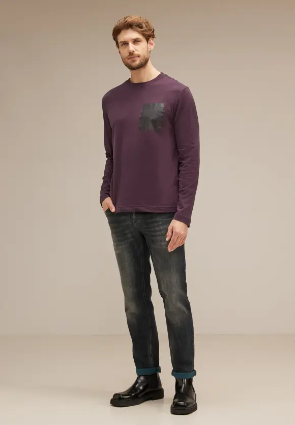 Langarmshirt mit Print - ink red