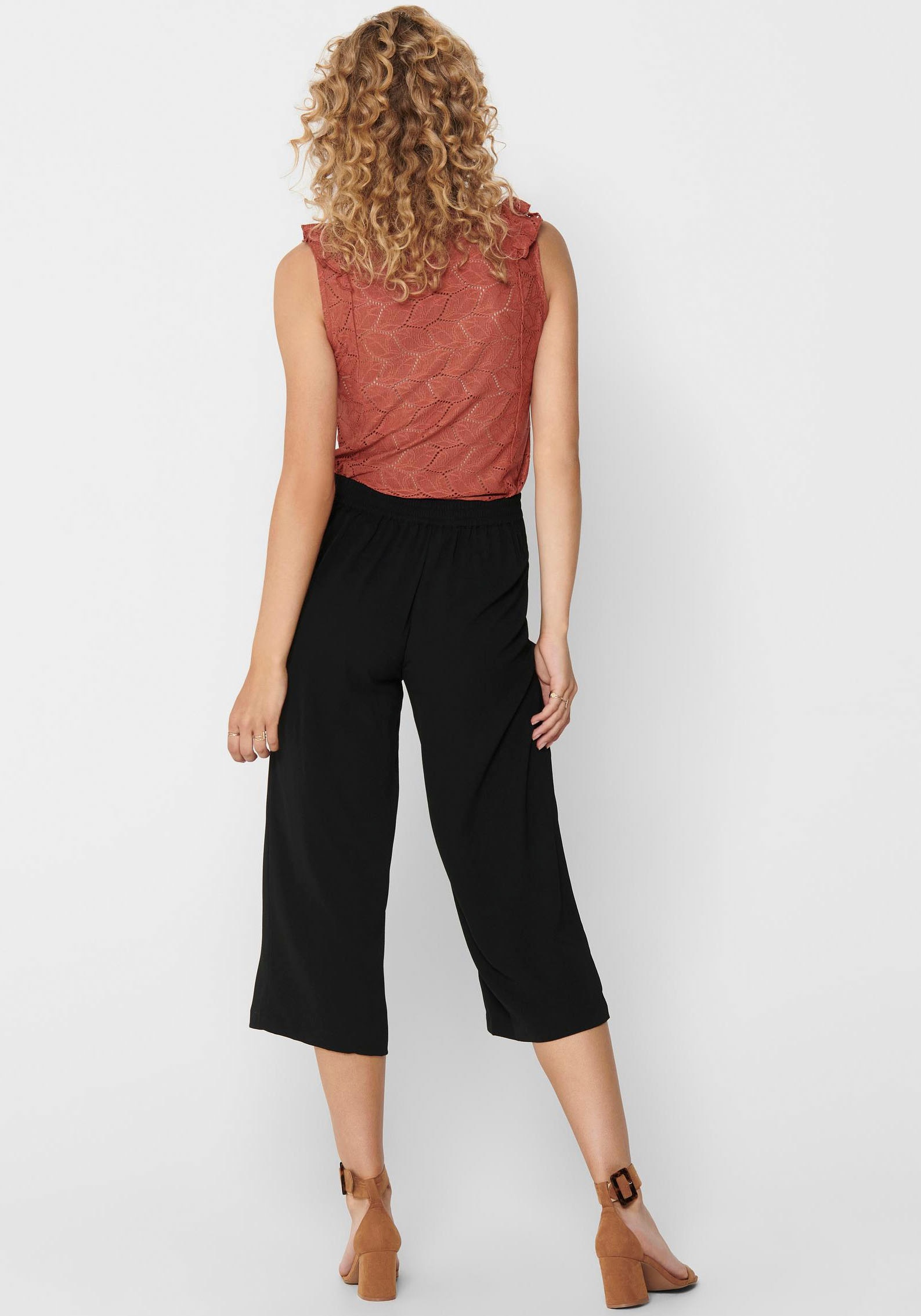 ONLY Palazzohose »ONLWINNER – Culottehose mit elastischem Bund und Kordelzug«  unifarben, modisch, regular fit, Kunstfaser, Eingrifftaschen