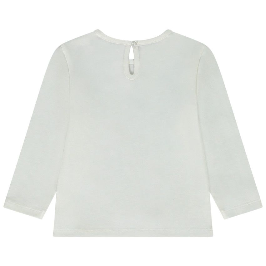 T-shirt manches longues print oiseau pour fille - Ecru