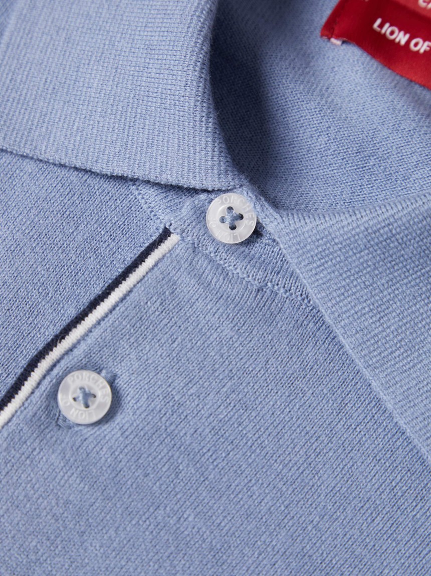 Polo de manga comprida em algodão e caxemira